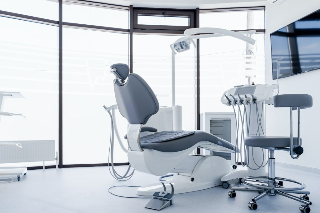 Dental chair and other accessories during Modern dental practice